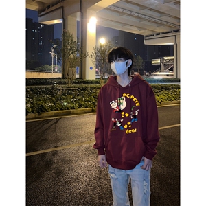 大力水手印花LOGO男女情侣潮牌连帽卫衣图片