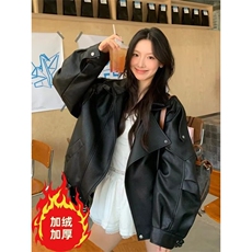 高级感加绒皮衣外套痞帅街头机车服韩PU皮夹克衫Y1027-P108网图，女装皮衣，电商B245