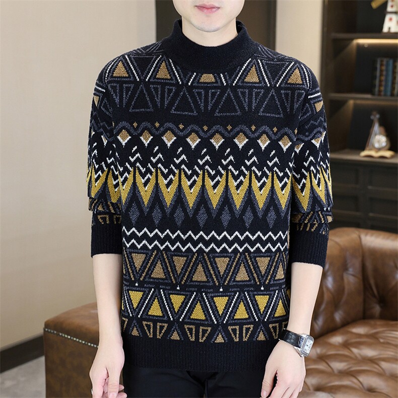 秋冬新款男士加厚潮流针织衫青内搭个性图案毛衣1018-1-M632-P48,男装针织衫/毛衣,星座1018-1​