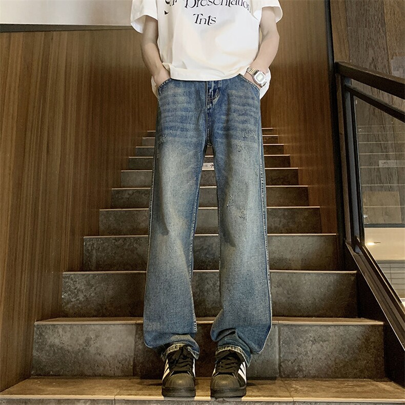 2025春夏新品复古蓝色重水洗工艺牛仔裤子精品男裤8932/P49，男装牛仔裤，星座902A