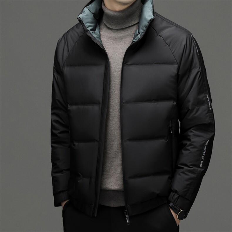 羽绒服男冬季新款加厚保暖休闲中年男士上衣爸爸装立领白鸭绒外套,男装羽绒服,电商B212（原钱塘6029）