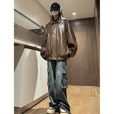 【直播】春季新款皮衣女外套宽松皮夹克C2318-TP90控价138，男装夹克，电商A102-1
