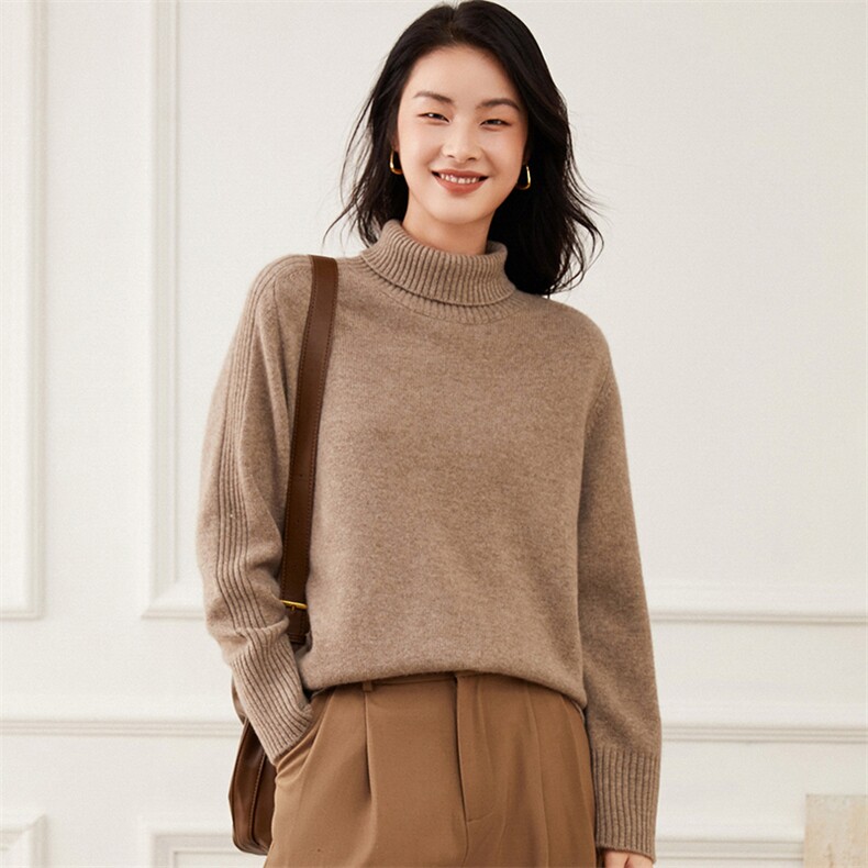 半高领打底衫女2024新款内搭显瘦35%山羊绒衫,女装羊绒衫,杭跃羊绒