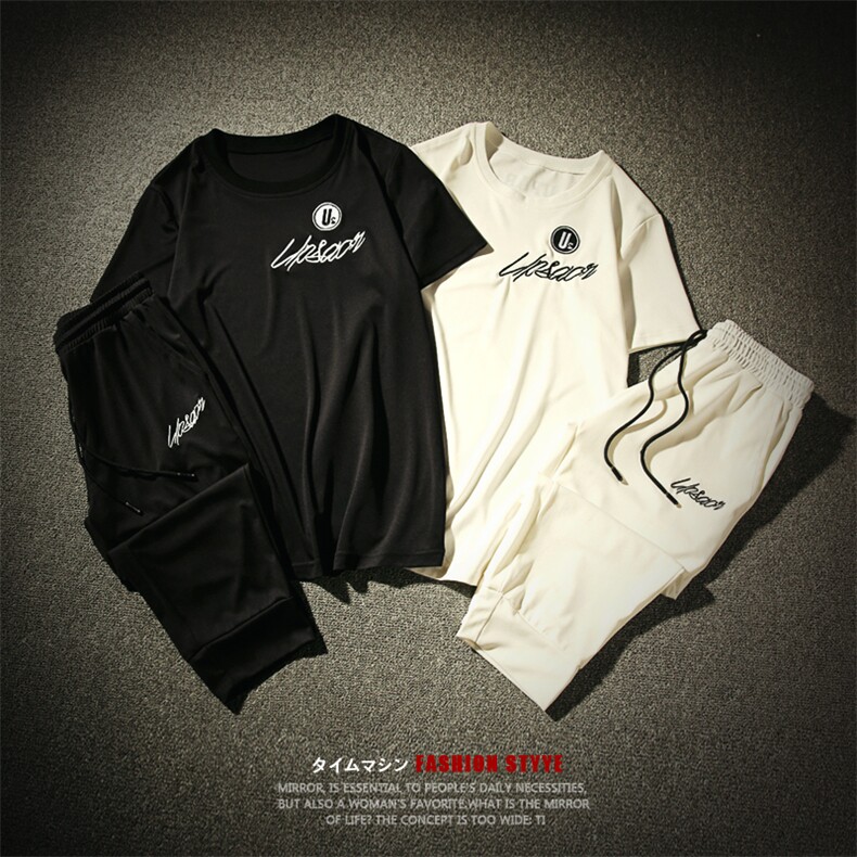 703-TZ125-P40男士春夏季圆领修身T恤套装短袖+中裤DJ762，男装套装，星座703