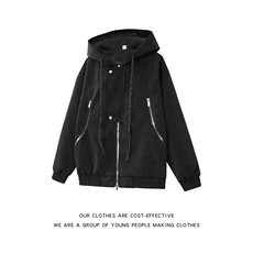 连帽皮衣夹克男款秋冬美式复古外套拉链短款棒球服JK93-P88，男装夹克，星座308B-2