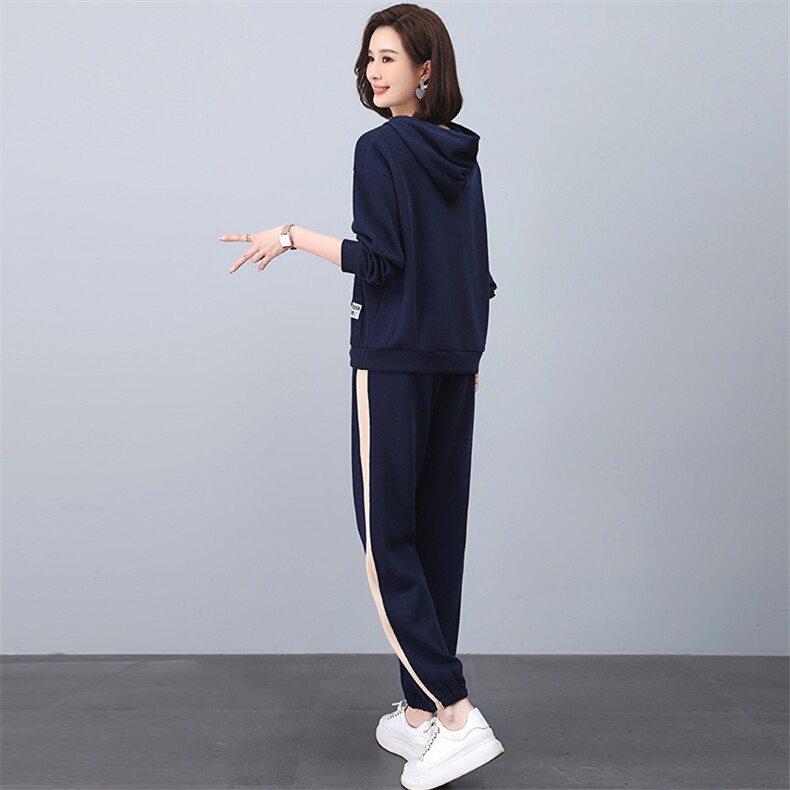 运动套装女春秋2024新款春装妈妈时尚洋气女士秋季宽松休闲两件套，女装套装/套裙，涵誉