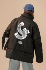 中性22冬季新品设计感印花立领棉服TPMY55P65控99特批无差价，男装棉衣，A247A