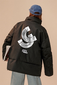 中性22冬季新品设计感印花立领棉服TPMY55P65控99特批无差价图片