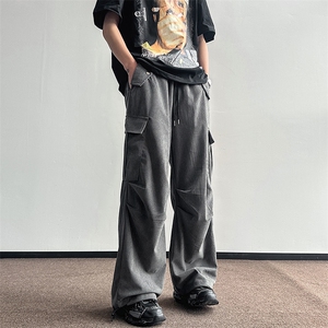 工装休闲裤男韩版潮流大口袋个性高街帅2024春季ins长裤K5057-P47图片