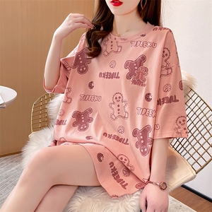 S3910夏季新款韩版卡通中长款学生短袖T恤女百搭P40图片