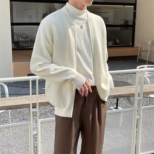 冬新款纯色针织开衫外套男士日系百搭休闲简约毛衣针织衫潮MYB15图片