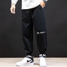 K12117-P40加绒P50束脚纯棉运动裤男士休闲裤大码宽松卫裤男，男装休闲裤，电商A040A