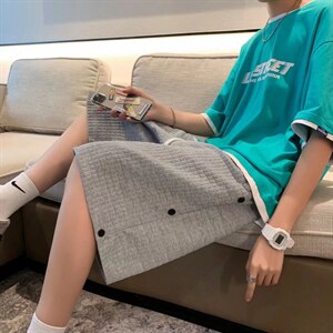 男春季潮流时尚休闲短裤华夫格排扣短裤D2608P26图片