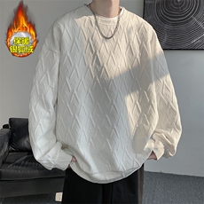 美式提花美式打底衫男港风潮圆领卫衣W349J加绒-特P45控88，男装T恤，电商A001