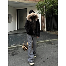 【有货】W200CC-特P100毛领毛绒外套男冬季高级感棉服，男装夹克，星座1007（原301D）
