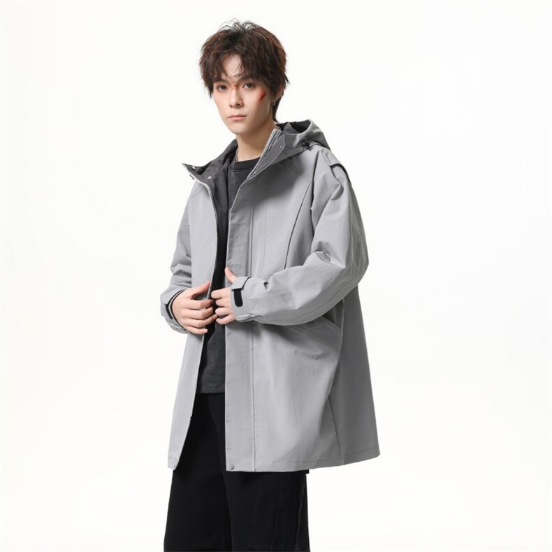 中长款2026春秋季宽松休闲连帽夹克男潮流时尚设计感上衣8611-P78,男装夹克,电商B306