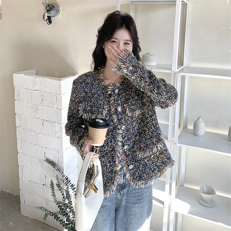 现货短款彩色小香风外套,女装短外套,2C081