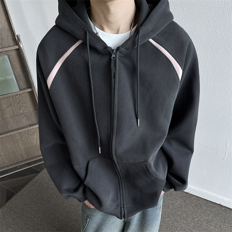 WY610-P58美式潮牌宽松oversize拼接撞色开衫卫衣,男装卫衣,星座1503