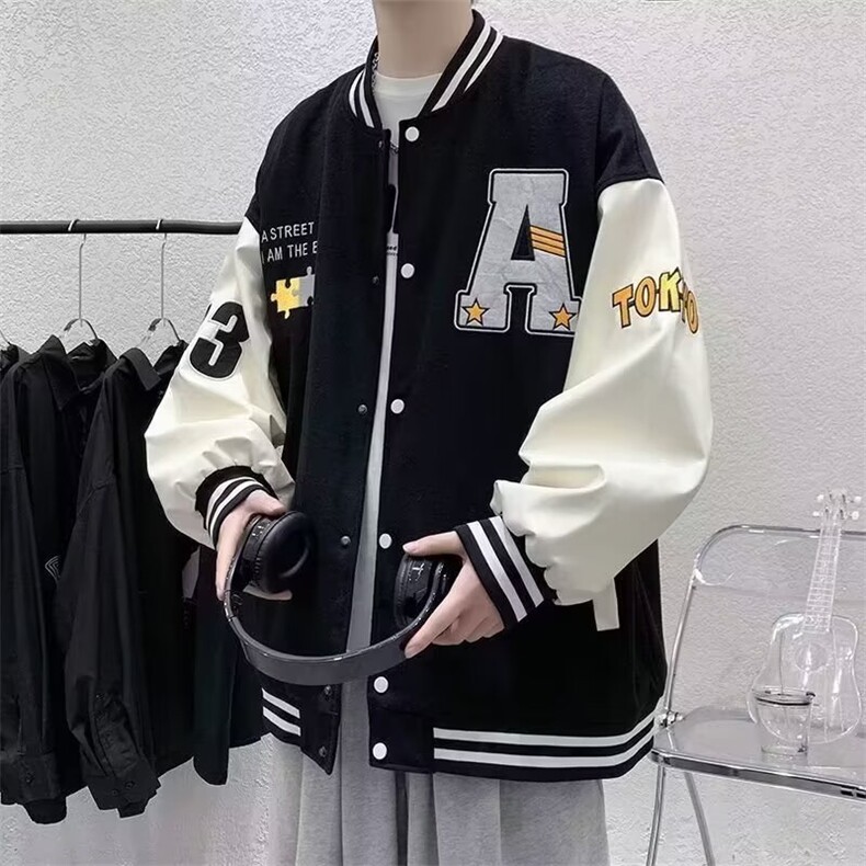 1506-1/JJ091/P41冬季潮牌棒球服男ins大码宽松冬男生休闲夹克图片
