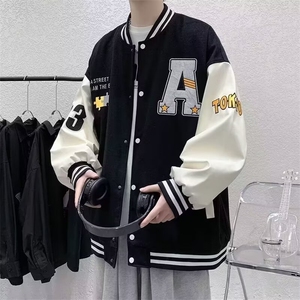 1506-1/JJ091/P41冬季潮牌棒球服男ins大码宽松冬男生休闲夹克图片
