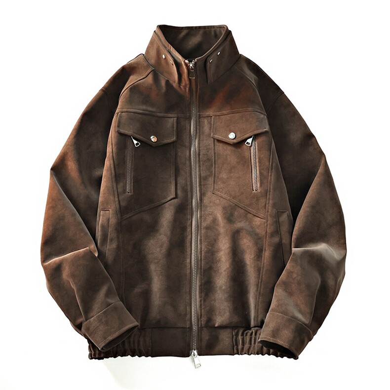 开春数据宽肩飞行夹克外套教练翻领拉链PU皮外套JK3036P85,男装夹克,电商A128