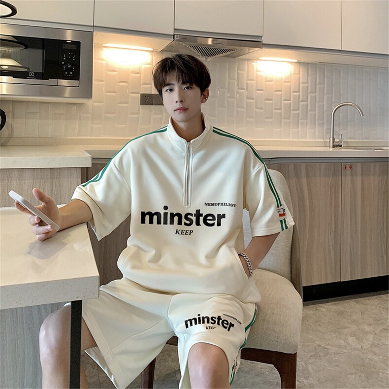 现货不缺货夏季休闲运动套装百搭撞色套装1209-1-TZ13-P65，男装休闲套装，星座1209-1