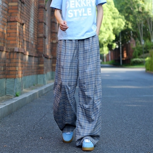 （现货）A429-YK303特批45宽松垂感格子休闲裤数据款量大差价