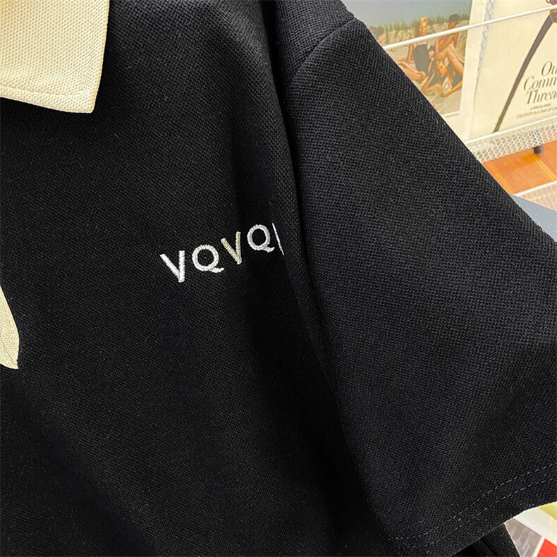 纯棉后包领抖音天猫品质POLO领拉链男女情侣短袖T恤宽松TT035-45,男装T恤,星座911-3