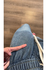 美式高街设计感小众百搭牛仔裤男抽绳渐变阔腿裤1809-P40 限价79图片