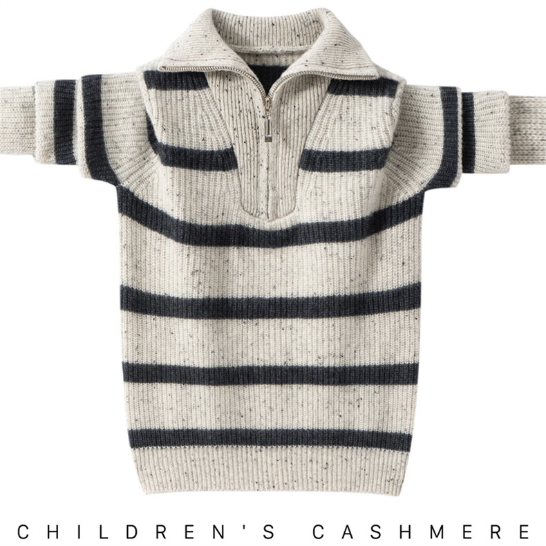 2025新款男女通用儿童加厚翻领彩点元宝针，童装儿童羊绒衫，圣极绒童装