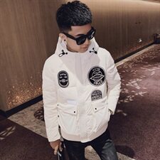 冬季保暖羽绒服社会小伙ins男士绣标装饰连帽外套C301B-YR02，男装羽绒服，电商C301B