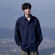 新款(跨境货源）长袖牛仔衬衫男宽松休闲外套，男装衬衫，星座1107-1