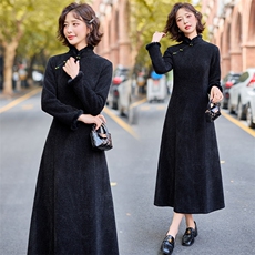 水衣源8105款冬季水貂绒（加厚面料）修身气质旗袍裙，女装汉服/婚纱/旗袍/礼服，水衣源