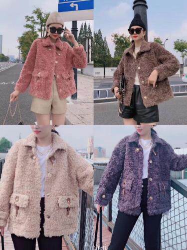 复合皮衣羊羔毛外套羽绒服，女装皮衣，巴厘时尚