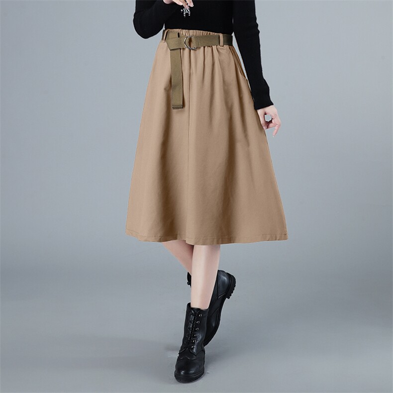 2021秋冬新品纯棉半身裙松紧腰307款,女装半身裙,秋牧寒烟