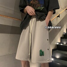 夏季新款排扣短裤潮牌宽松休闲裤运动裤313A-1-KK285-P45控价58，男装休闲裤，星座808A-1