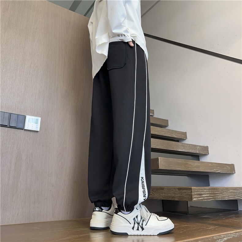 冬新抖音高级感贴标宽松大码阔腿束脚裤XZ227-1*K70*P45控68,男装休闲裤,星座227-1