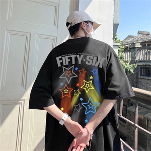 特P19控38230g重磅纯棉灌篮高手印花港风短袖t恤男DT3112