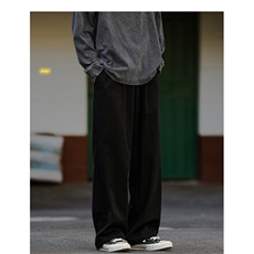 日系纯色直筒休闲裤男秋季潮牌cleanfit宽松阔腿裤高街百搭工装裤，男装休闲裤，星座506A