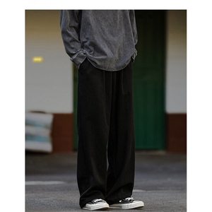 日系纯色直筒休闲裤男秋季潮牌cleanfit宽松阔腿裤高街百搭工装裤图片