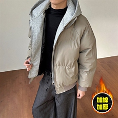 现货高品质重磅工艺美式高街假两件PU皮棉衣男女加厚棉服外套，男装棉衣，电商A443