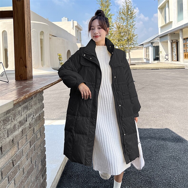 鹅绒现货羽绒服女过膝长款062档口YR22款P195K328，女装羽绒服，素依格格