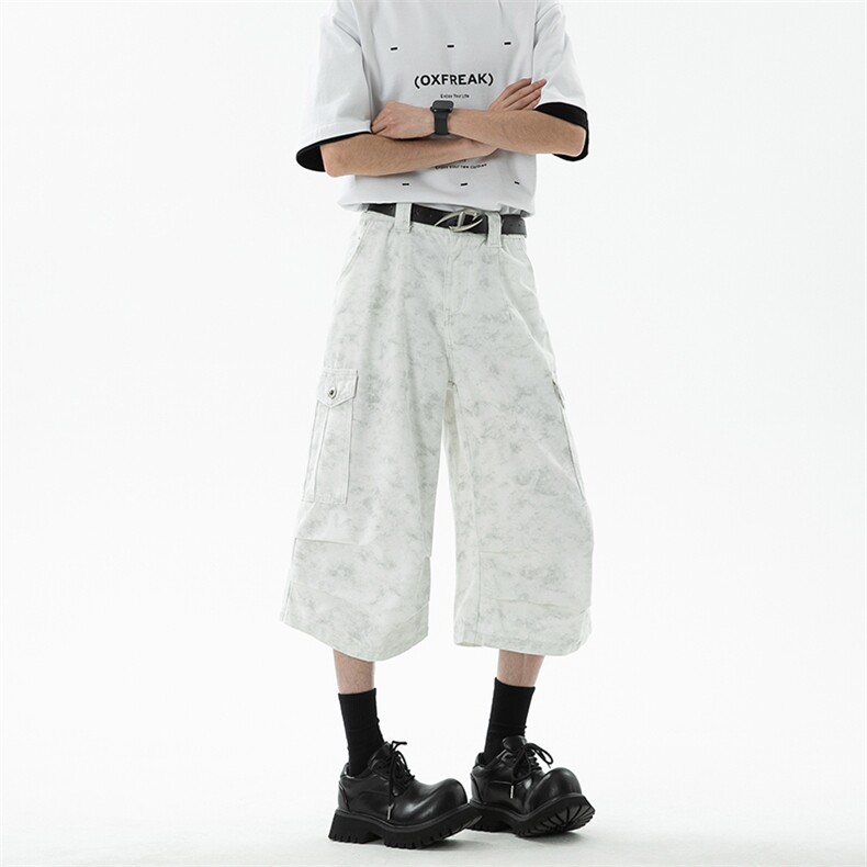 C315-Q7616特P脏脏白工装褶位七分短裤(特P39限69)4图片