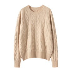 2025秋冬新款羊绒衫女100山羊绒简约休闲套头上衣纯色圆领针织衫，女装羊绒衫，亿嘉羊绒