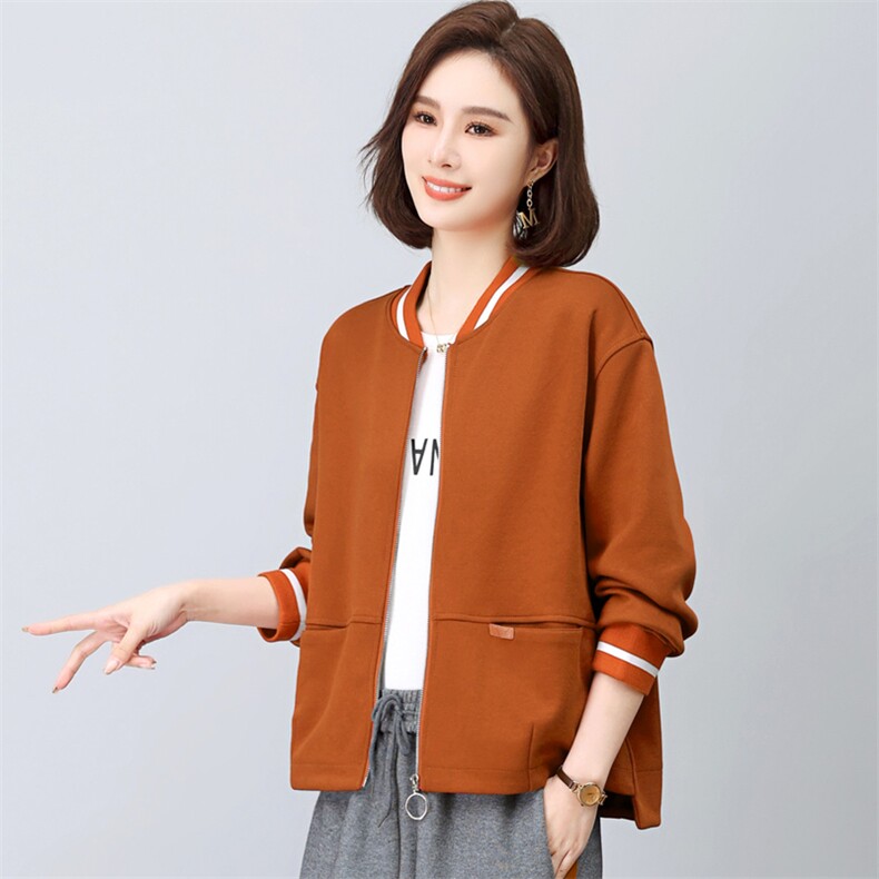 短款棒球服外套女春秋2025新款大码宽松显瘦中年妈妈休闲开衫上衣,女装卫衣/绒衫,璐依舞