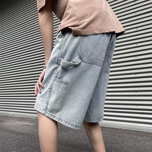工装牛仔短裤男夏季阔腿五分裤潮牌美式复古休闲裤子DK2101-p38图片