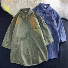 2022大码时尚夏季纯色短袖衬衫男青年S908P55限78，男装衬衫，电商A089-1