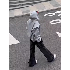 2025简约假两件连帽层领立体垫肩长袖男街头休闲垂感老钱风卫衣，男装卫衣，星座506A