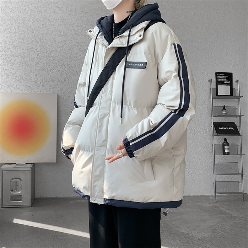 棉服男冬季新款港风宽松假两件连帽棉衣MF8587-特P78，男装棉衣，星座214-3