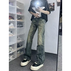 【网图】B221美式ins暗黑拼接修身微喇牛仔裤LK25566-特P45控78，男装牛仔裤，电商B221